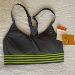 Champion Women's Charcoal and Lime Sports Bra SzXS